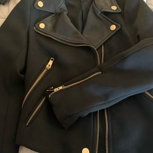Zara Leather and wool Moto Jacket